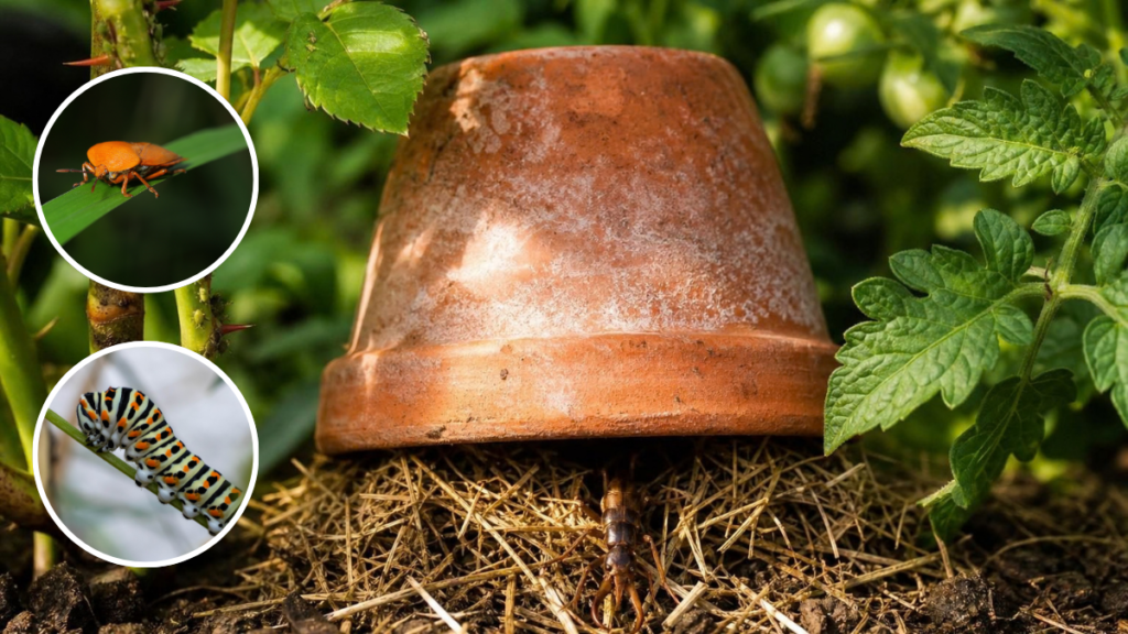 Un pot de fleurs retourné rempli de paille ce refuge coûte 0 euro et attire l’insecte le plus utile du jardin
